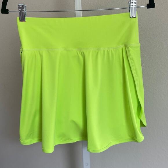 MCEDAR Women Skirt NWT 6 Neon Yellow Tennis Athletic Pleated High Waist Pockets - Picture 3 of 6
